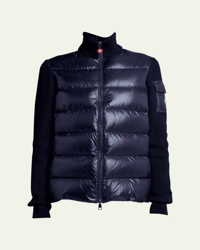 Mixed Media Wool Puffer Cardigan